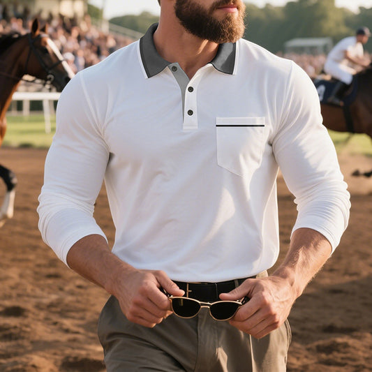 Spring And Autumn American Long-sleeved Men's Polo Shirt