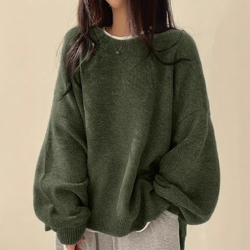 Idle Style Retro Crew Neck Pullover Sweater