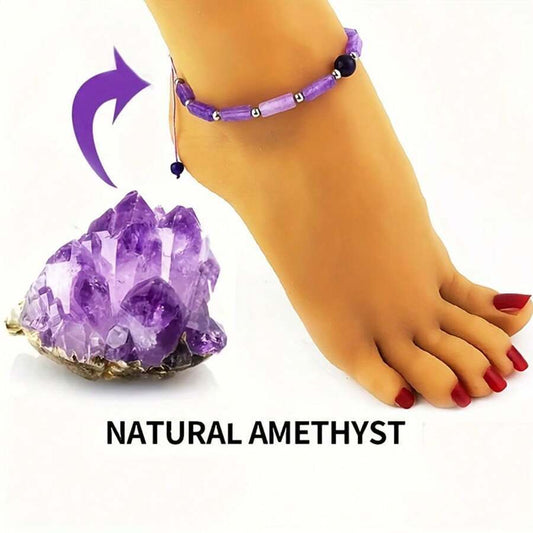 Natural Amethyst Rectangular Women's Braided Anklet