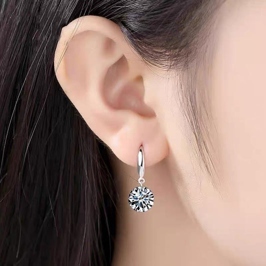 S925 Sterling Silver Zircon Ear Hook Women's Korean-style Fashion