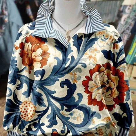 Women's Stringy Selvedge Stand Collar Shirt 3D Printing