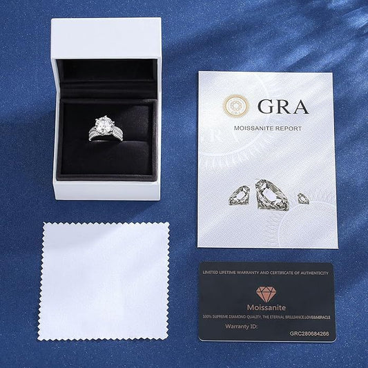 5ct Moissanite Engagement Rings For Women, 11MM Center Stone, D Color VVS1 Created Moissanite Wedding Promise Proposal Rings For Women Her, Anniversary Luxurious Bridal Gift