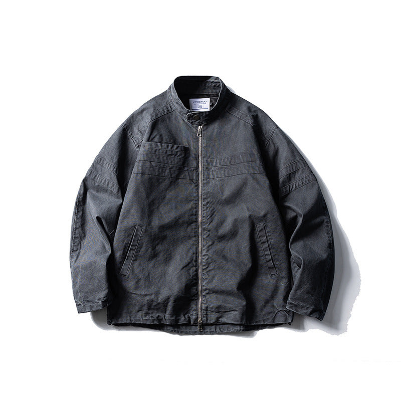 Personality Worn Looking Washed-out High Street Turn-down Collar Coat