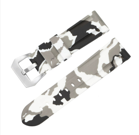 Solid Color Silicone Camouflage Men's Rubber Watch Strap