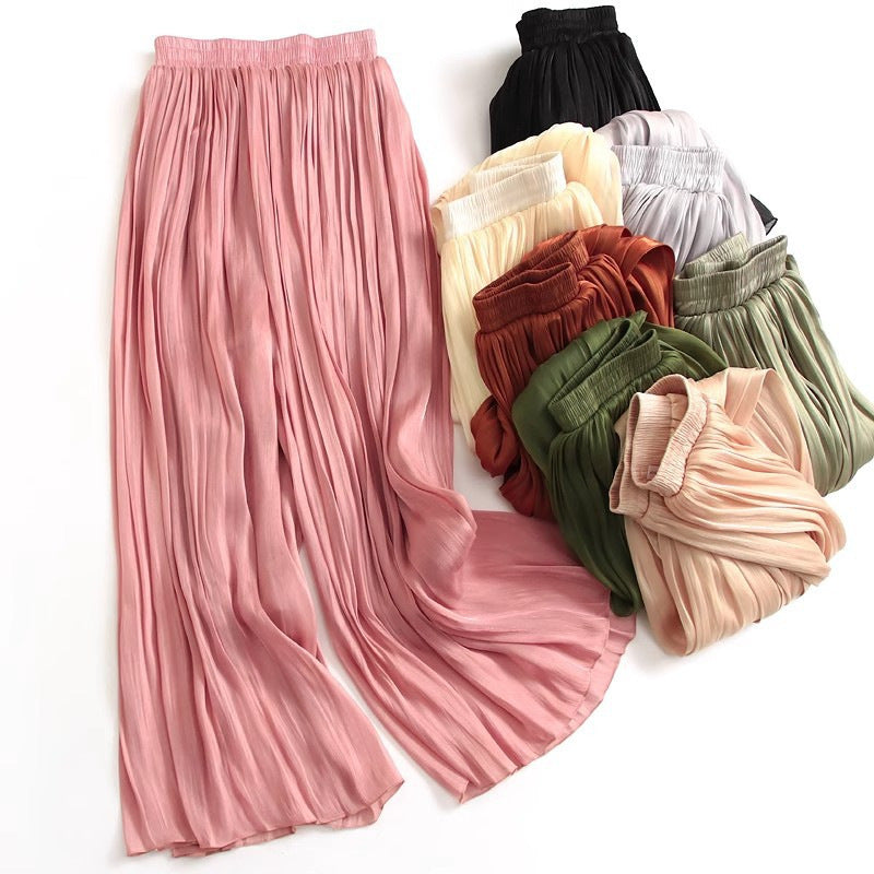 High-end Elegant Ice Silk High Waist Slimming Long Pants
