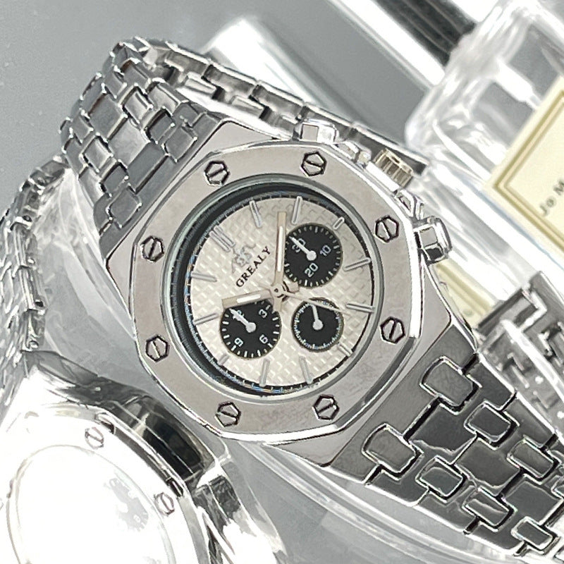 Fashion Men's And Women's Same Steel Belt Quartz With Calendar Waterproof Couple's Watch