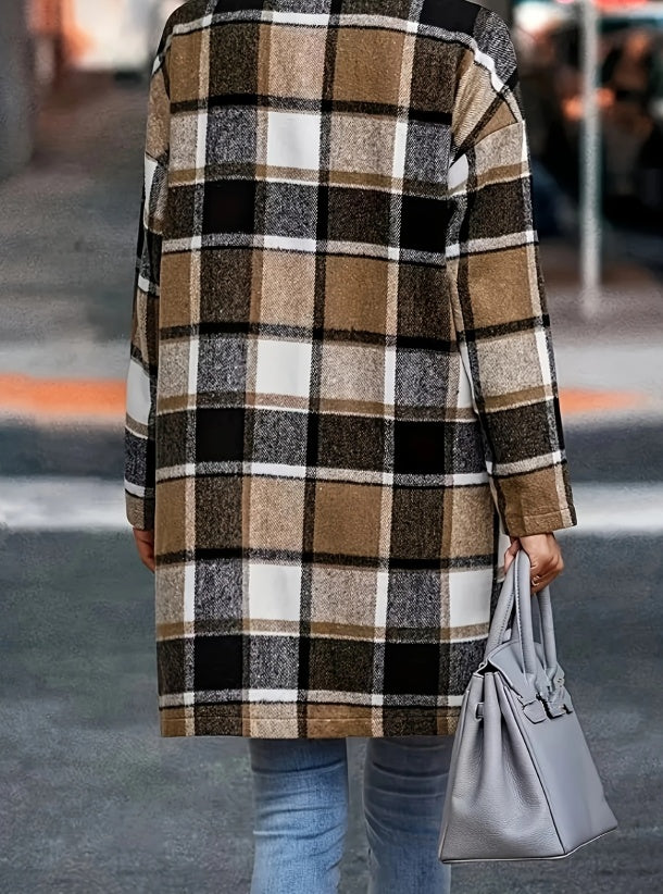 Women's Casual Hooded Plaid Jacket
