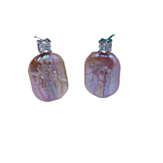Natural Freshwater Baroque Shaped Pearl Stud Earrings