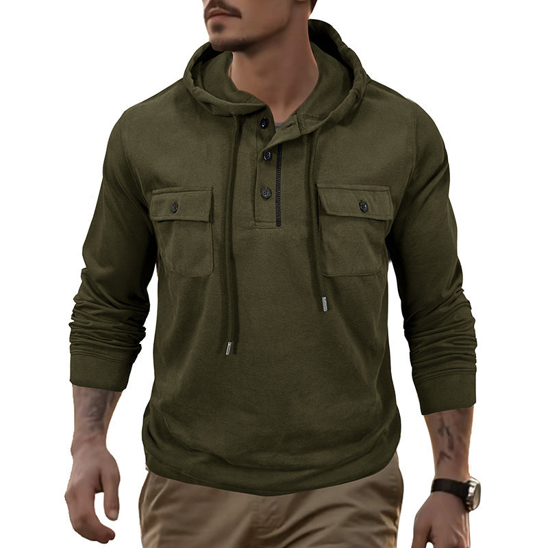 Men's Sweater Long-sleeved Sports Pocket Hooded Top