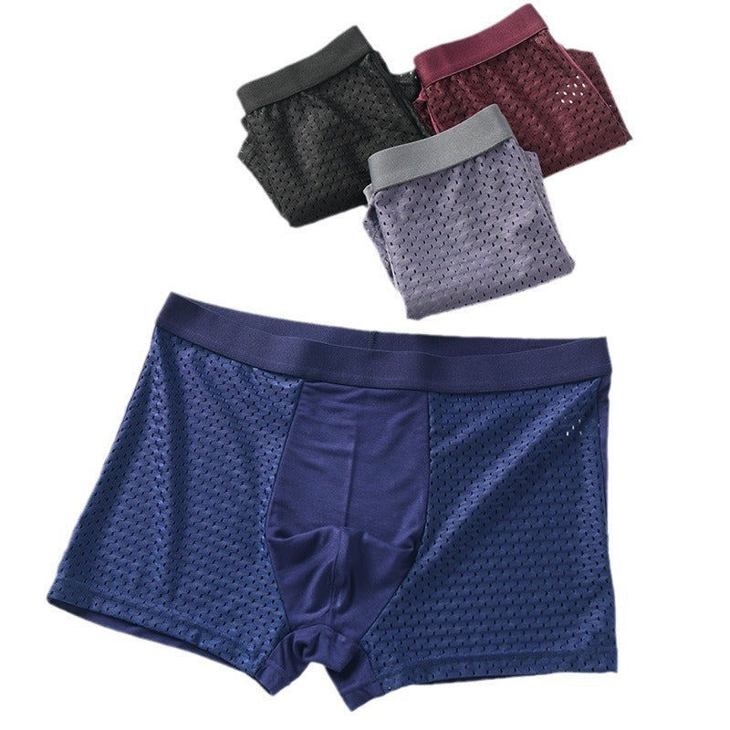Men's Mesh Seamless Boxer Ice Silk Underwear