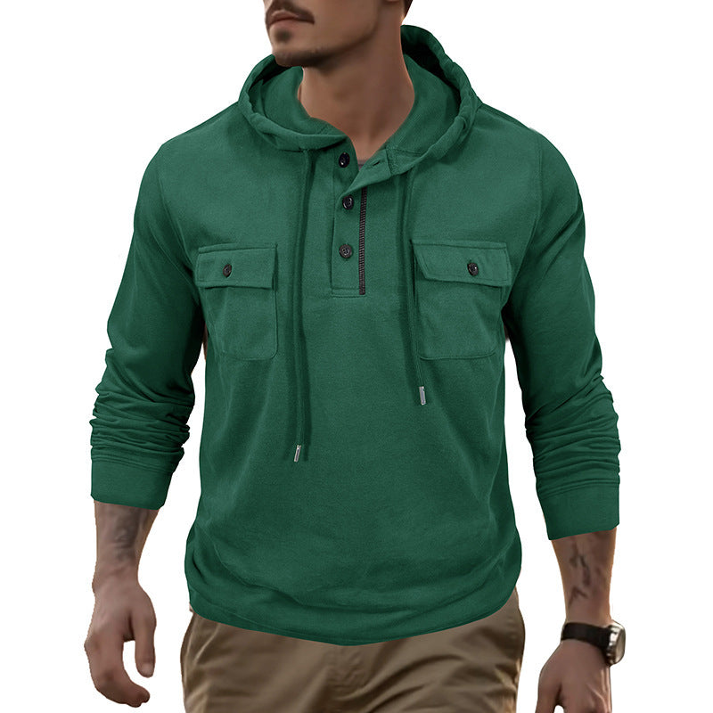 Men's Sweater Long-sleeved Sports Pocket Hooded Top