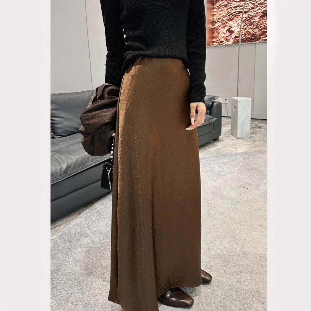 Simple Graceful Draping Acetate Satin Fishtail Skirt For Women