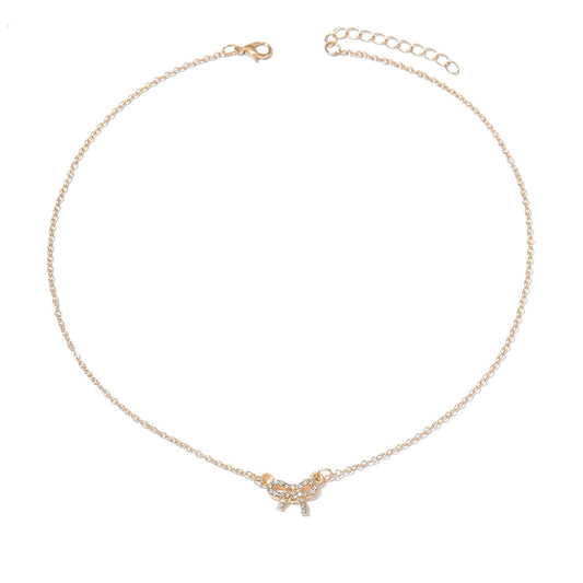Bow Necklace Women's Diamond Fashion Short Necklace Bracelet