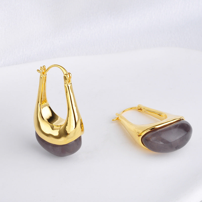 Retro Affordable Luxury High-grade Maillard Amber Earrings