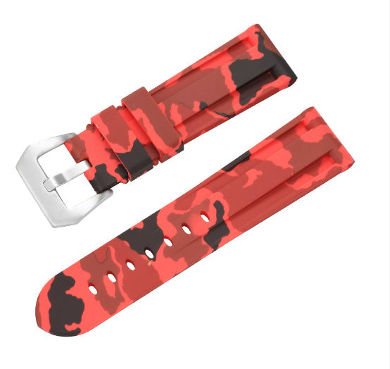 Solid Color Silicone Camouflage Men's Rubber Watch Strap