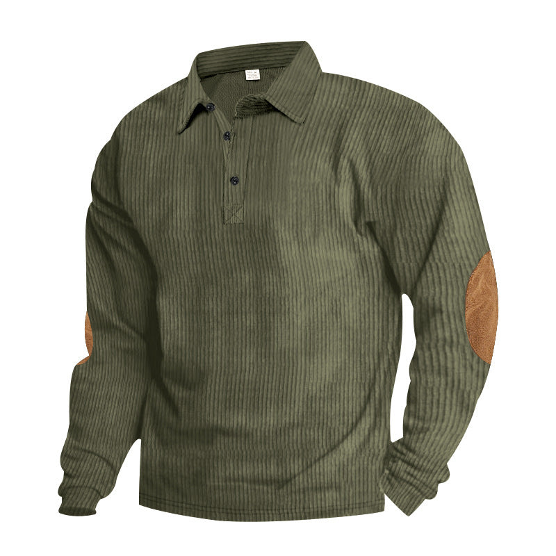 American Men's T-shirt Spring And Autumn Long Sleeve Corduroy