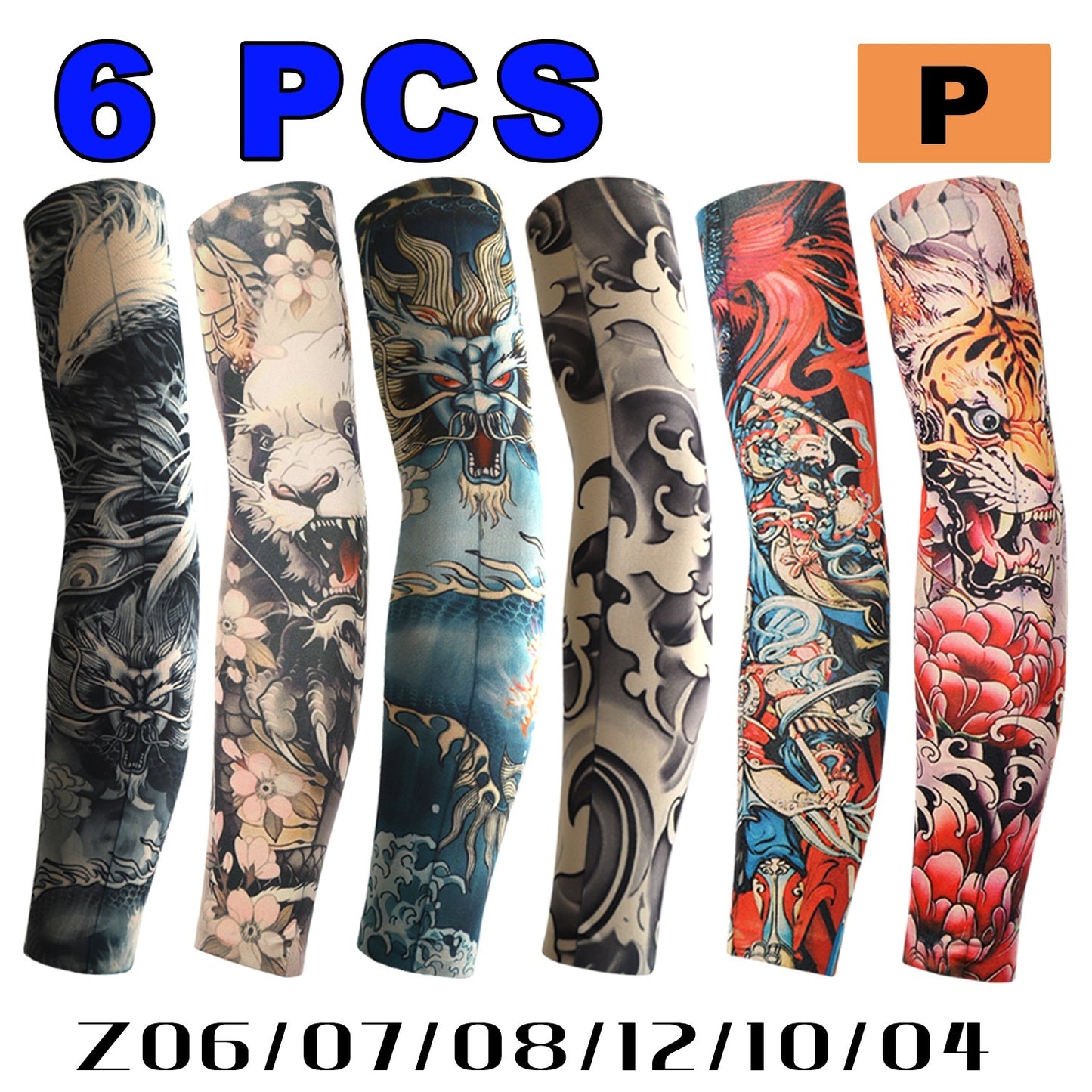 6-piece Combination Seamless Riding Tattoo Sun Protection Oversleeve