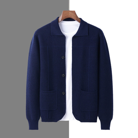 Sweater Men's Lapel Cardigan Pocket
