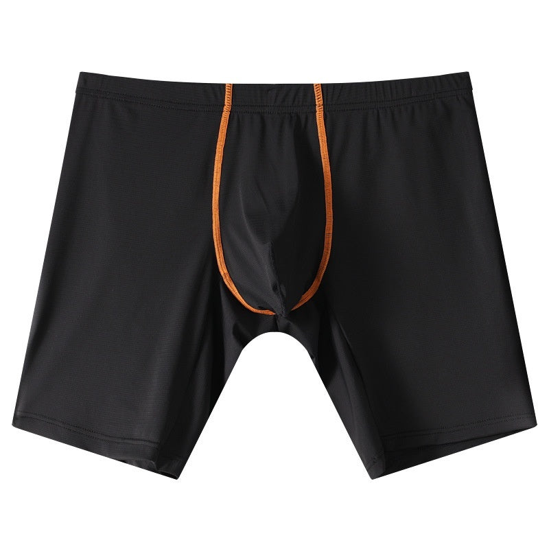 Lengthened Underwear Ice Silk Sexy Men's Boxers Mid-waist U Convex Sexy Quick-drying