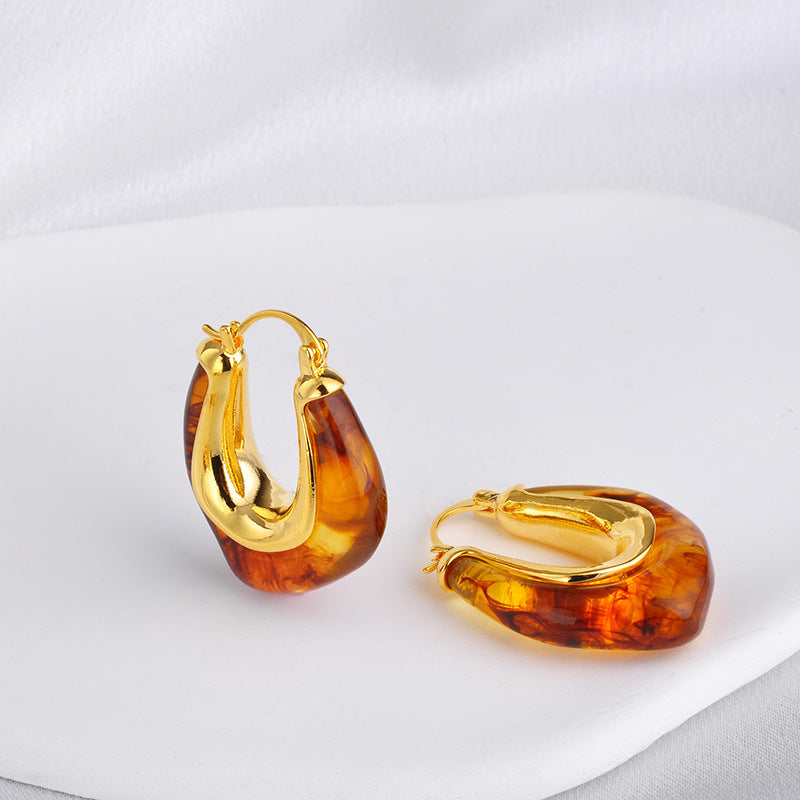 Retro Affordable Luxury High-grade Maillard Amber Earrings