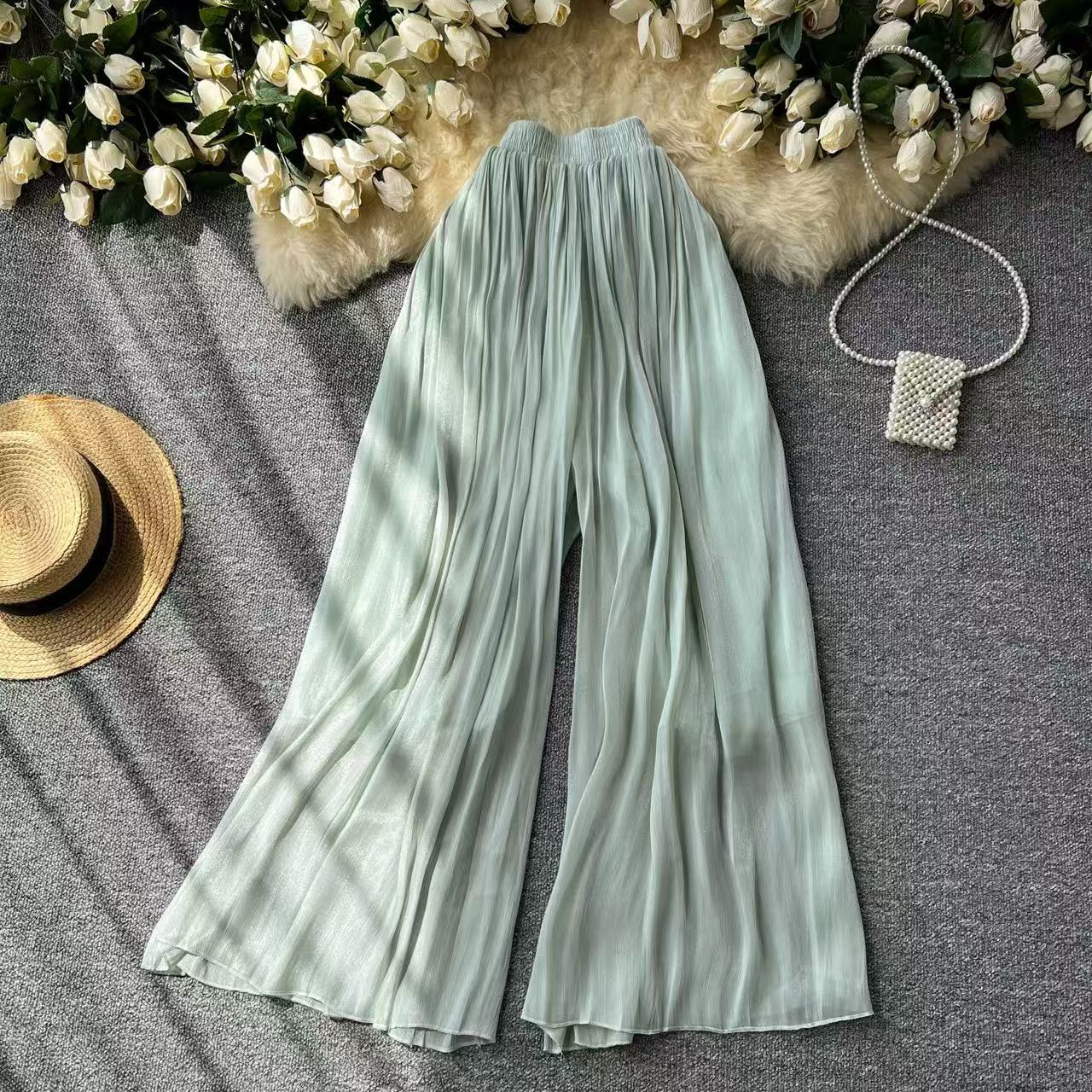 High-end Elegant Ice Silk High Waist Slimming Long Pants