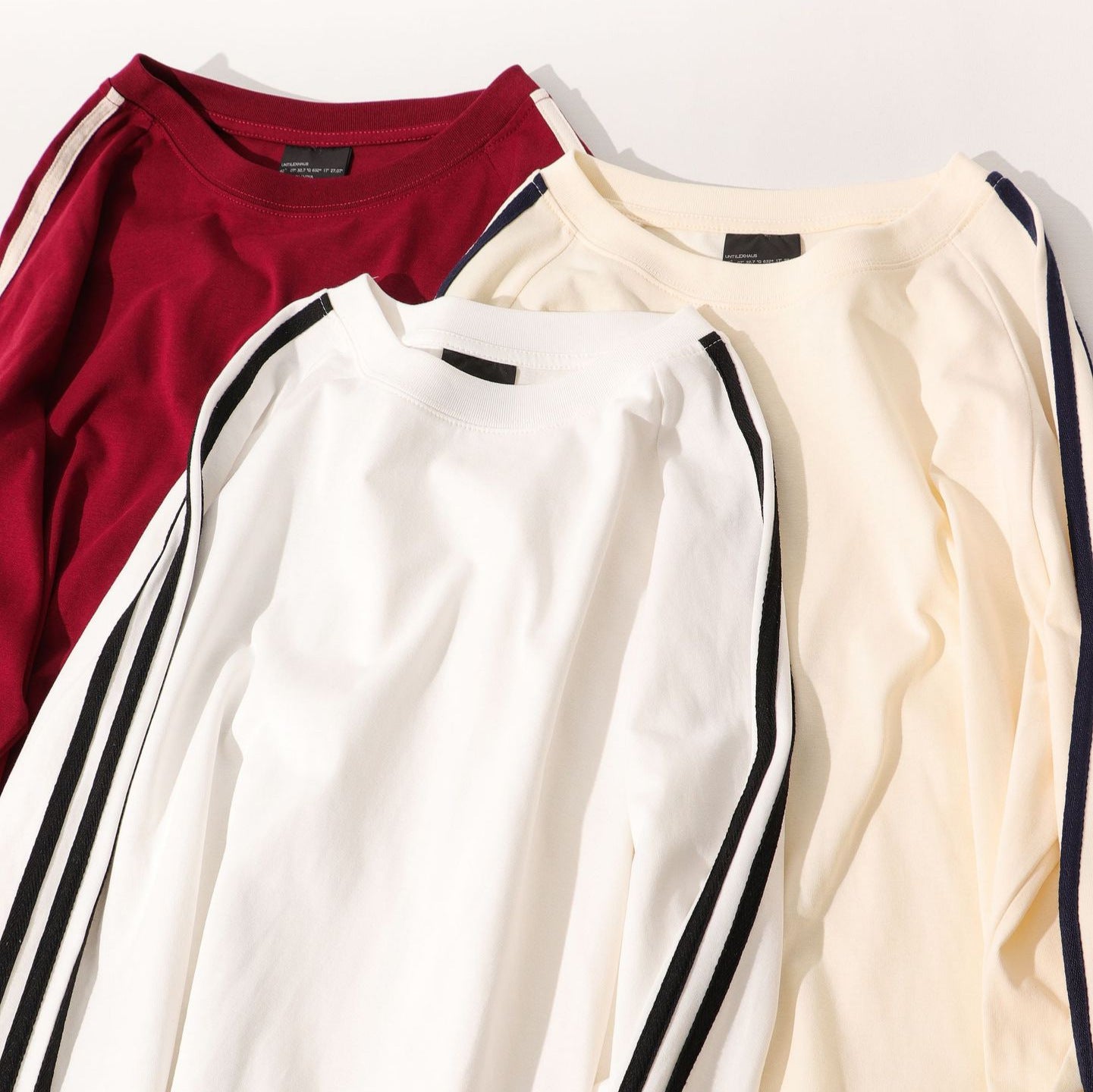 American-style Retro Three-bar Long-sleeved T-shirt For Men