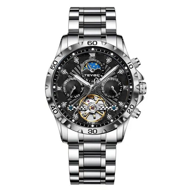 Fashion Business Men's Waterproof Tourbillon Steel Belt Mechanical Watch
