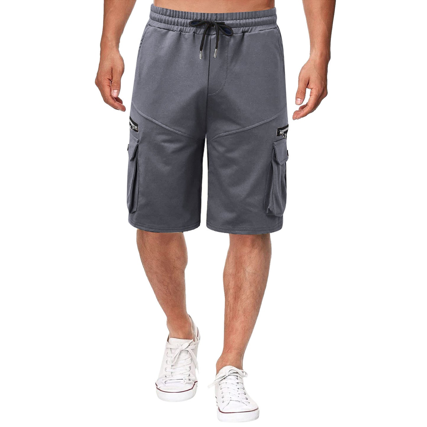 Summer Men's Double Pocket Zipper Casual Workwear Fitness Sports Shorts