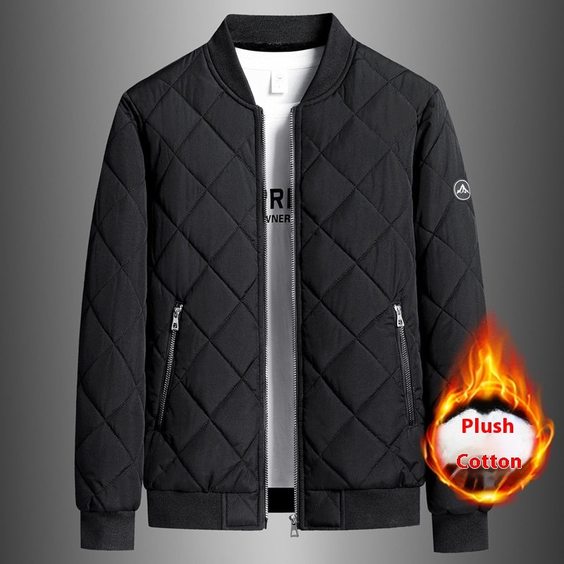 Plus Size Winter Down Cotton Jacket Casual Men's Fleece-lined Thickening Stand Collar