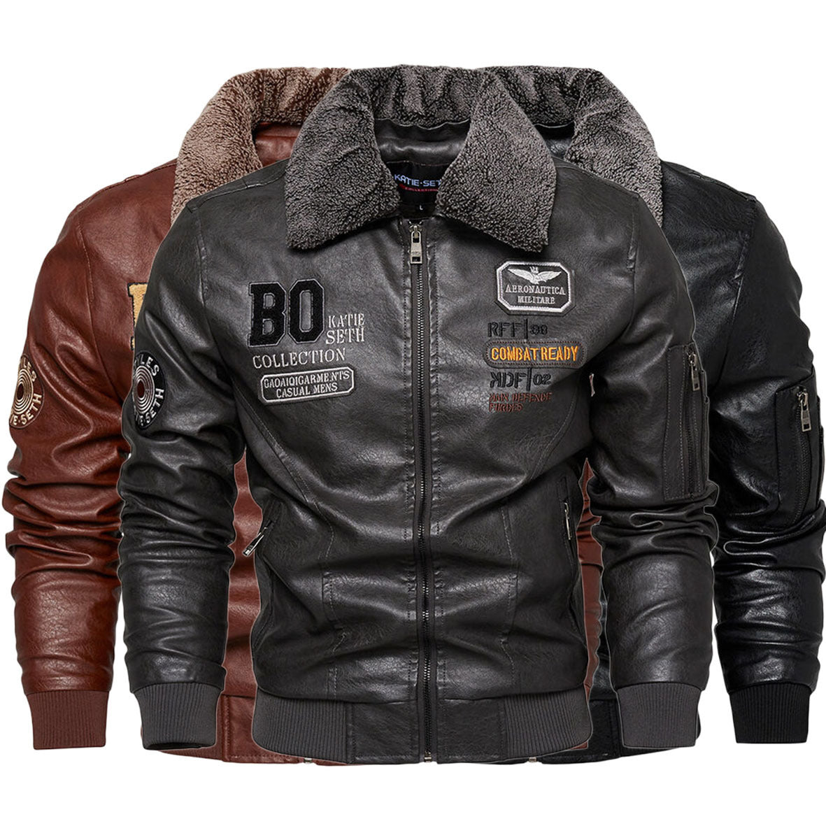 Foreign Trade New Men's Casual Fashion Leather Slim Fit Leather Jacket Coat