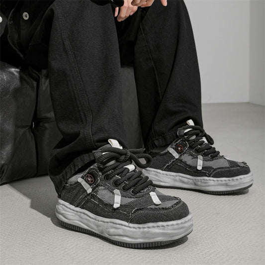 Special-interest Design 7cm Invisible Height Increasing Distressed Dissolved Board Shoes