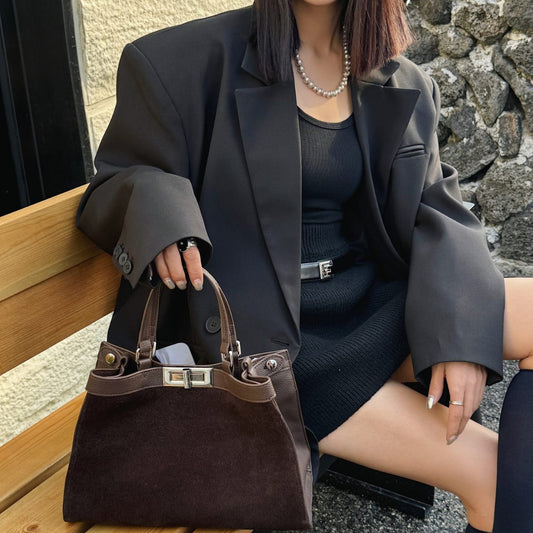 Frosted Cowhide All-match Commuter Shoulder Messenger Bag