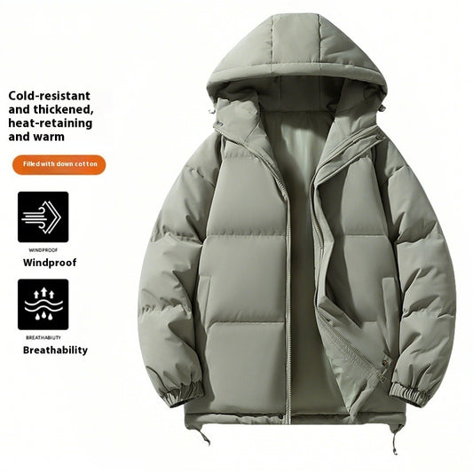 Down Cotton-padded Jacket Men's Loose And Warm Hooded Bread Coat