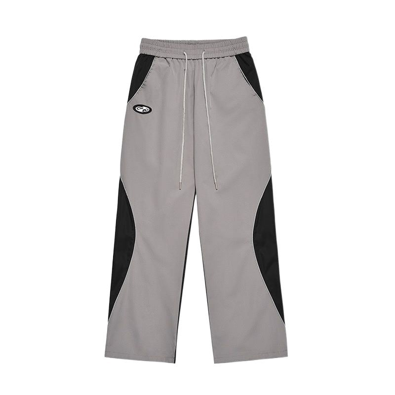 American Retro Color Contrast Patchwork Design Pants