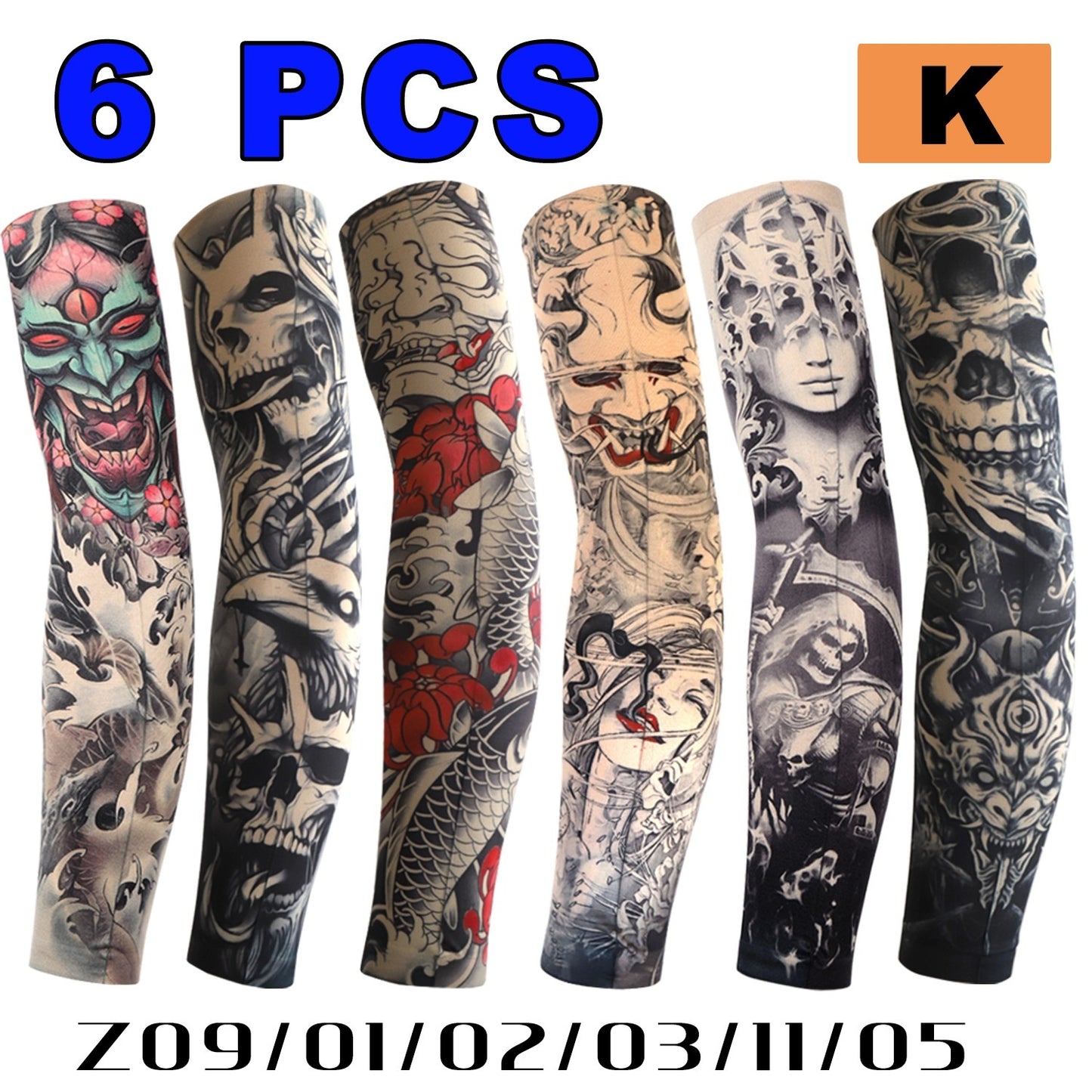 6-piece Combination Seamless Riding Tattoo Sun Protection Oversleeve