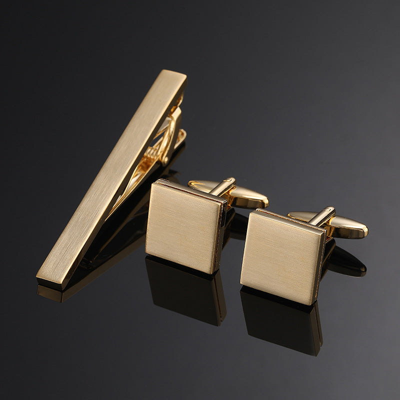 Gold Silver Black Cross Square Brushed Tie Clip