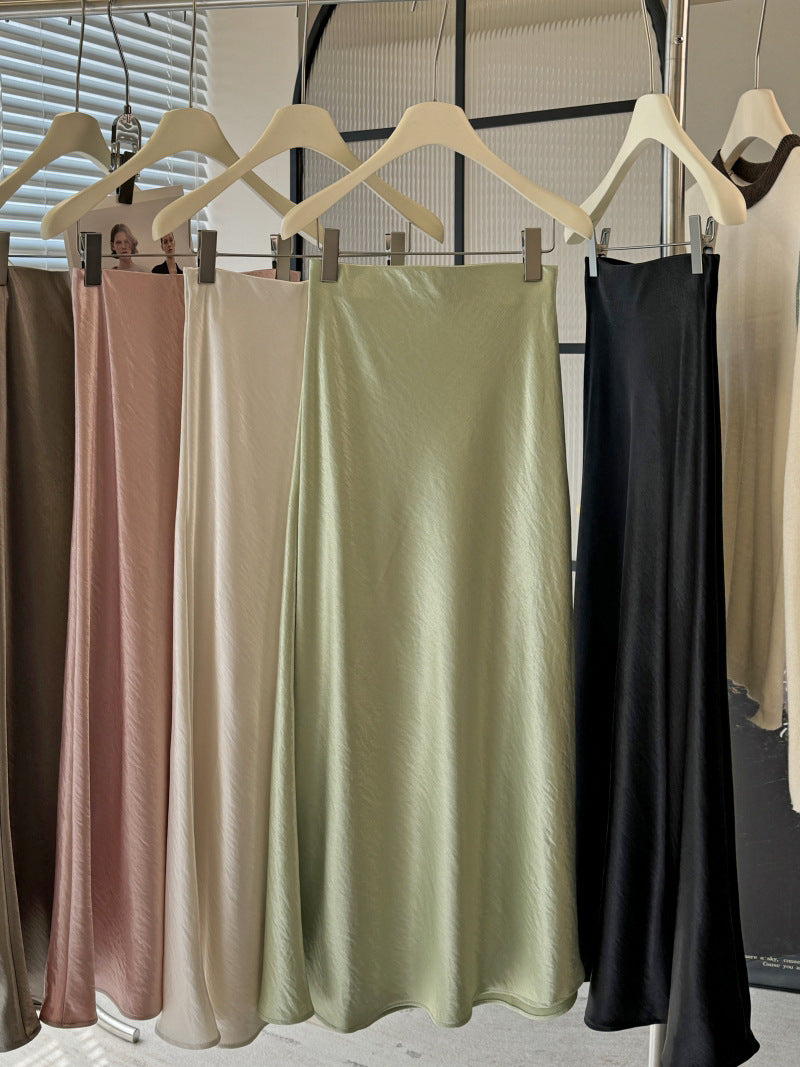 Simple Graceful Draping Acetate Satin Fishtail Skirt For Women