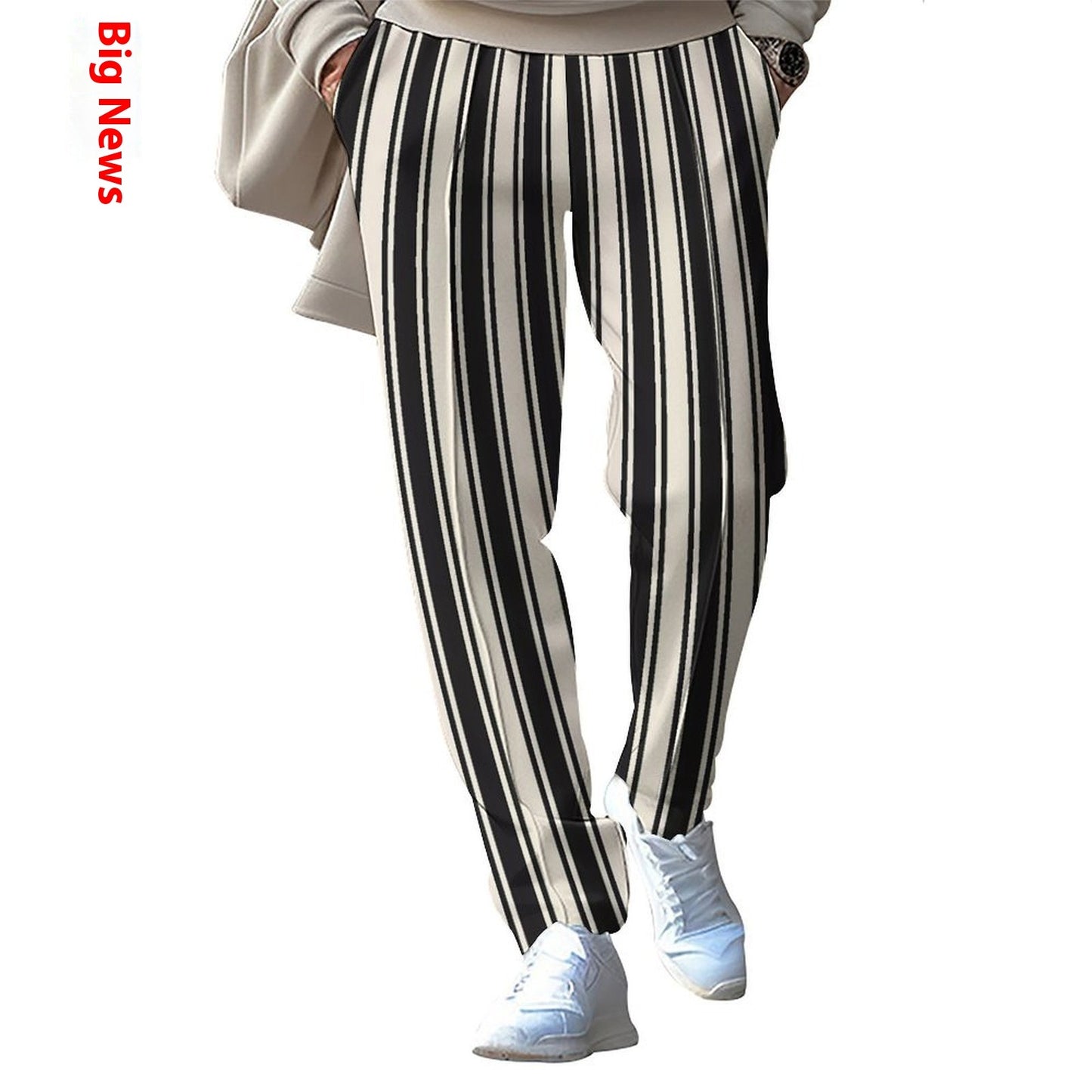 Casual Technology Printing Wide Drawstring Straight-leg Trousers