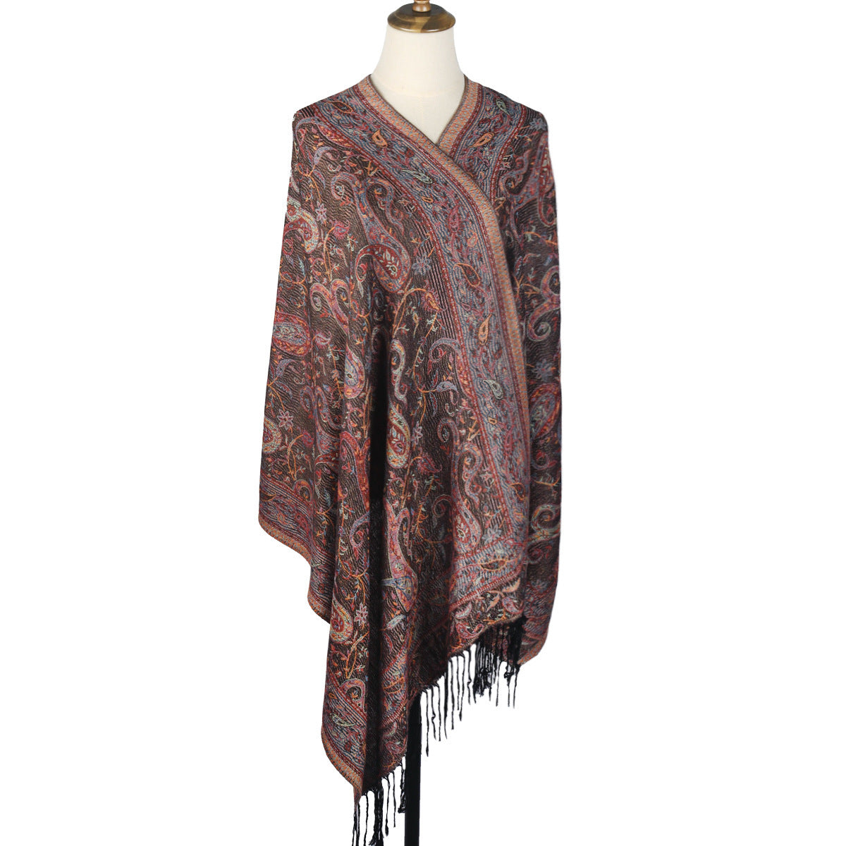 European And American Popular Ethnic Style Cashew Pattern Jacquard Tassel Scarf For Women