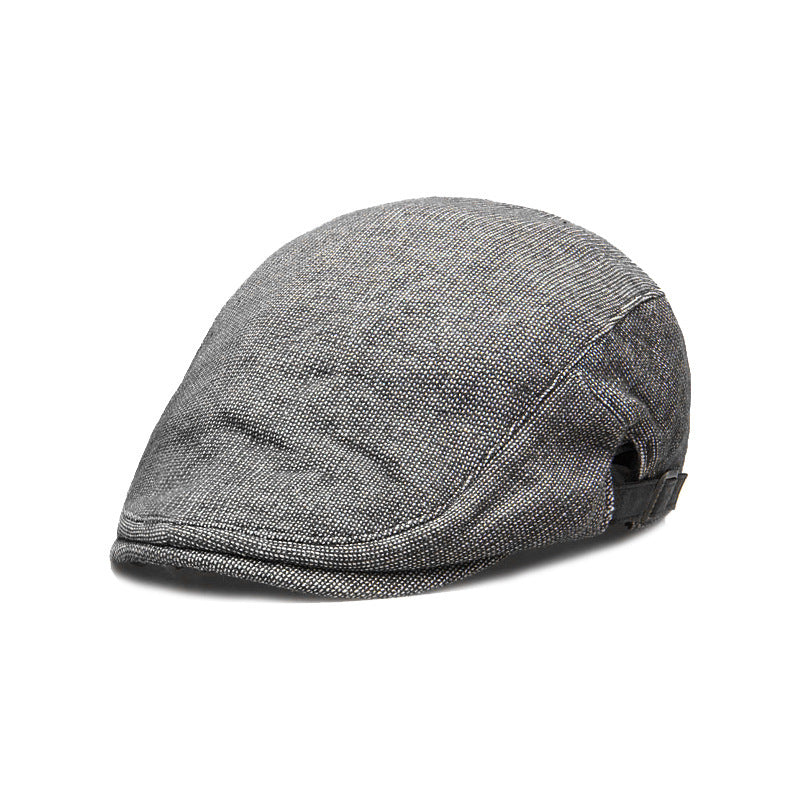 Spring, Autumn And Winter Pure Color Warm Keeping Cotton And Linen Breathable Beret Men