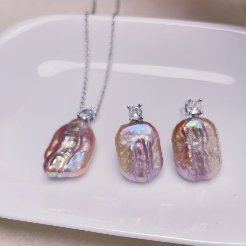 Natural Freshwater Baroque Shaped Pearl Stud Earrings