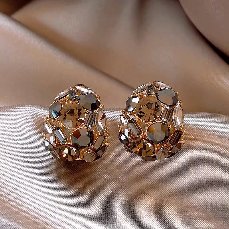 Light Luxury Rhinestone Black Crystal Earrings