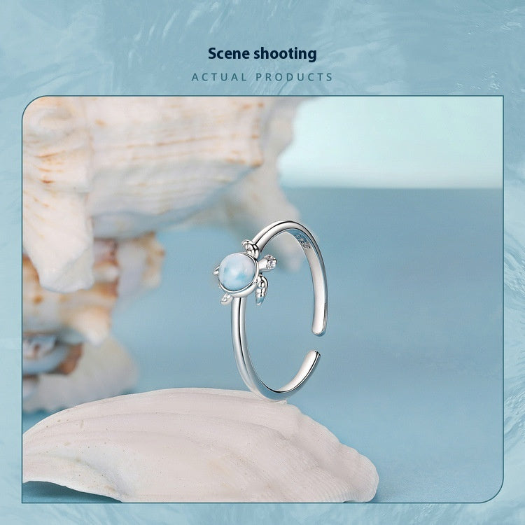 Summer Turtle Open Ring Romantic Blue