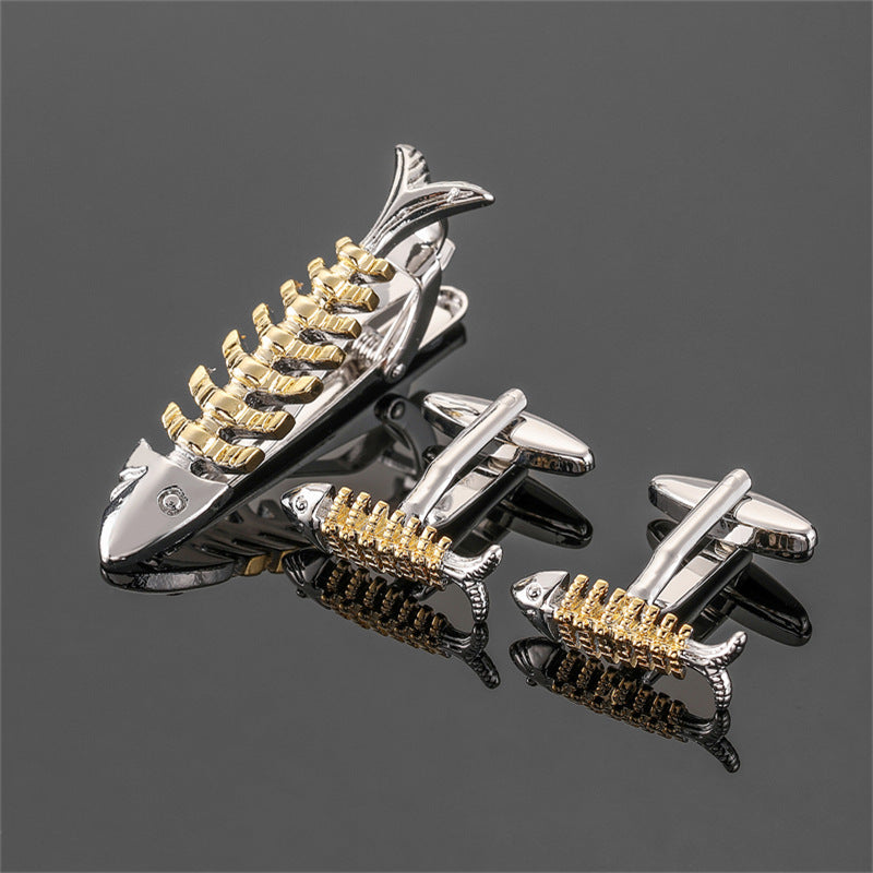 Gold Silver Black Cross Square Brushed Tie Clip