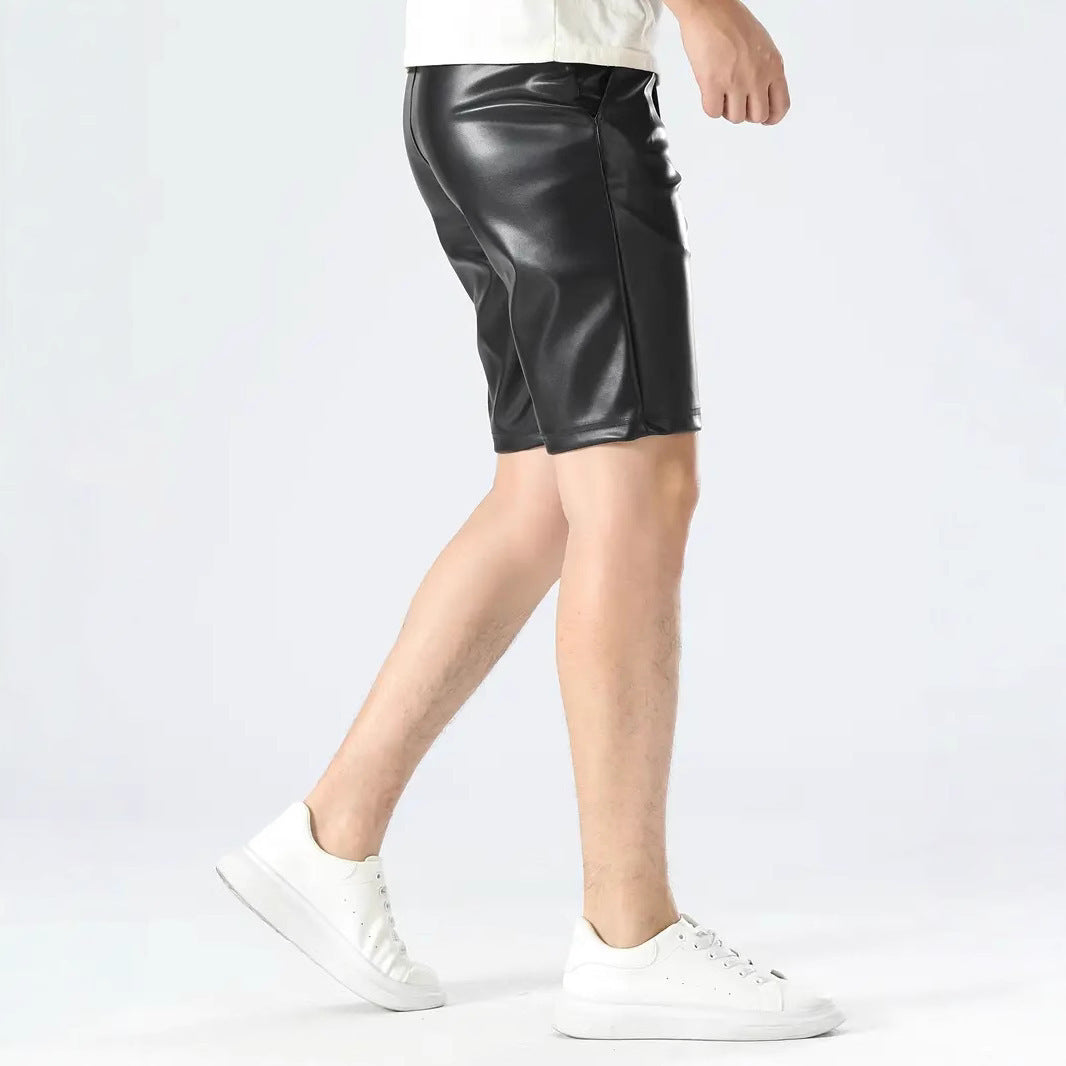 Fashion Casual Summer PU Leather Men's Shorts