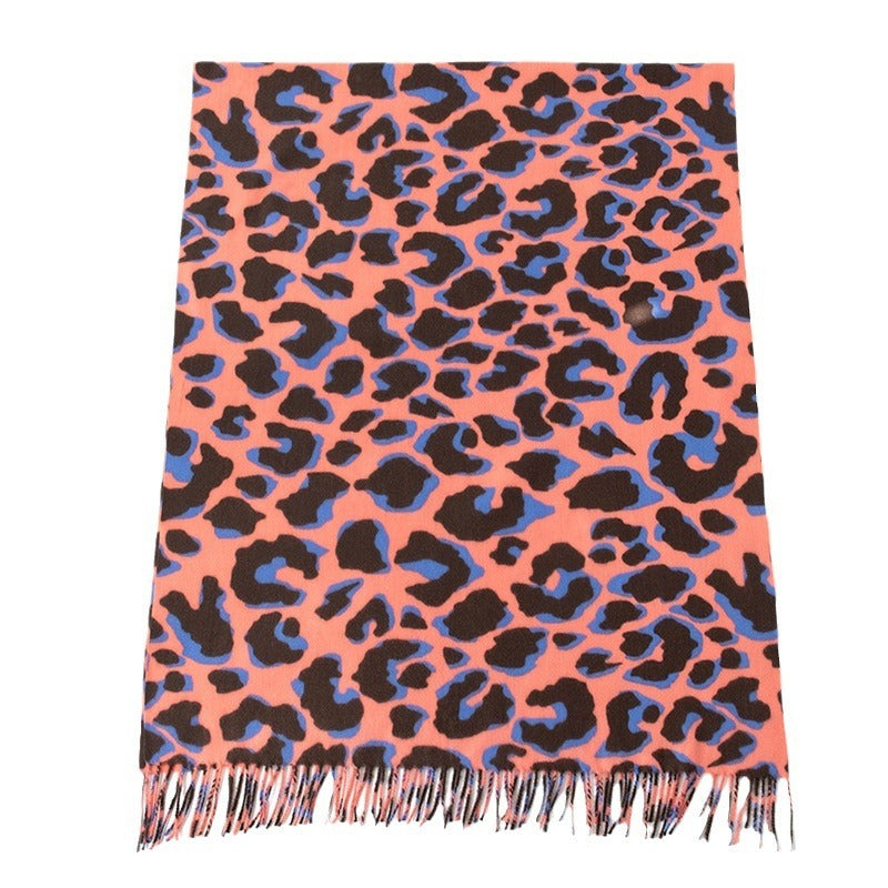 Fashionable All-match Retro Trendy Cross-border European And American Leopard Shawl Scarf Winter