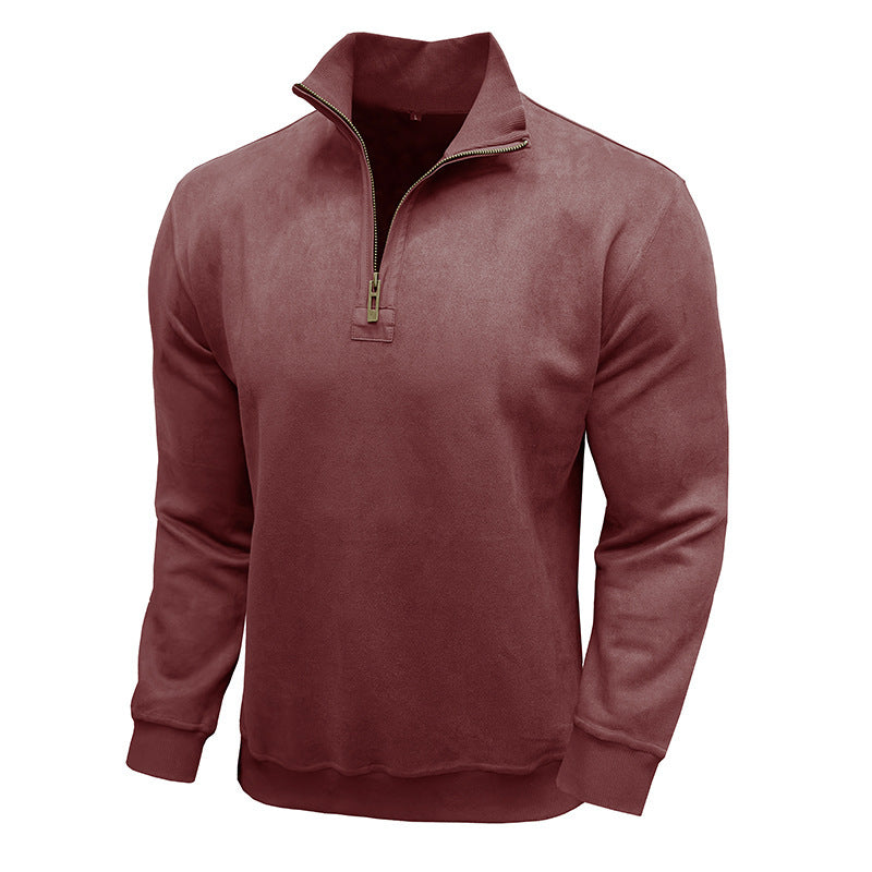Men's Long-sleeved Zipped Stand Collar Sweater