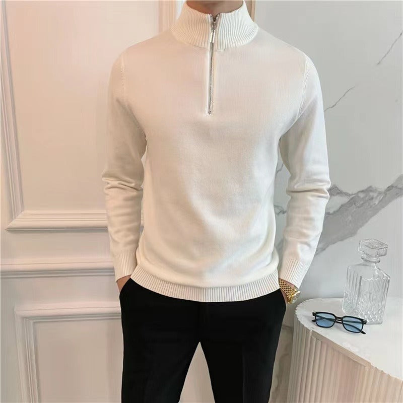 Half Turtleneck Zipper Bottoming Sweater Men Pullover All-matching