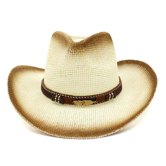 Western Spray Paint Straw Cowboy Hat Beach Hat