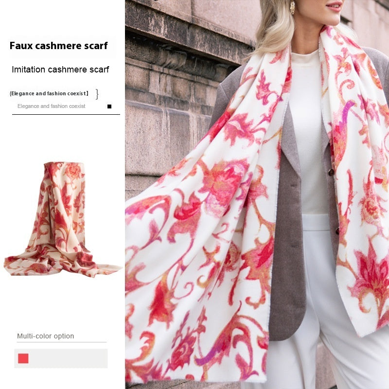 Women's Artificial Cashmere Scarf Winter Elegant Graceful Printing